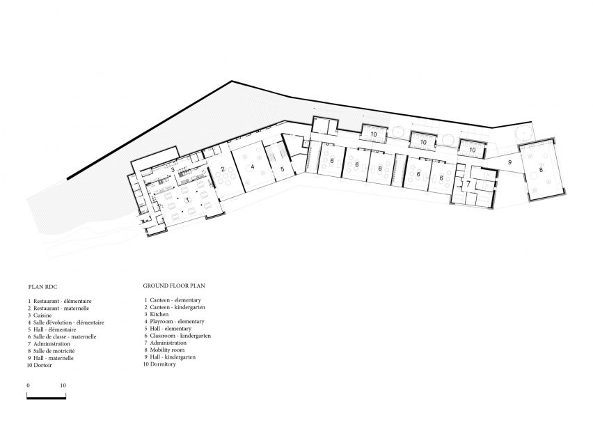 Ground floor plan of Auguste Benedict School by Amelia Tavella Architectes