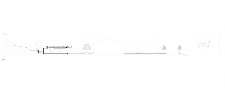 Section drawing of Auguste Benedict School by Amelia Tavella Architectes