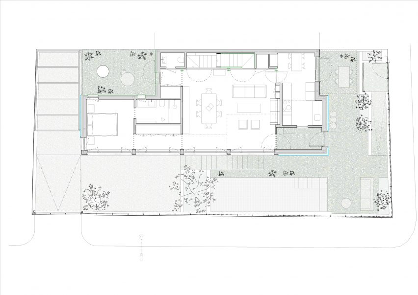 First floor plan of home in Madrid by Ignacio G Galan and OF Architects