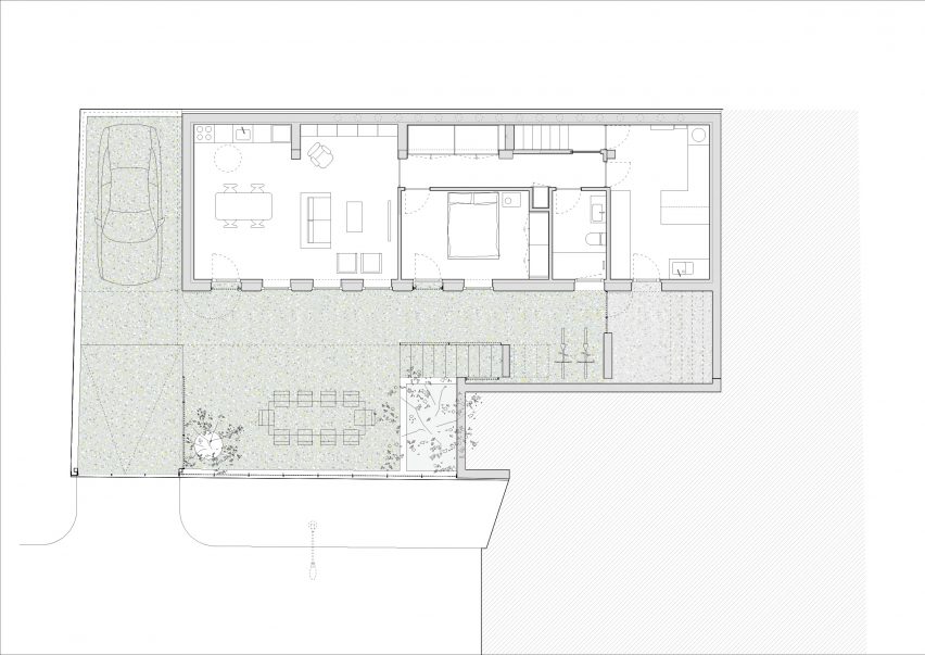 Ground floor plan of home in Madrid by Ignacio G Galan and OF Architects