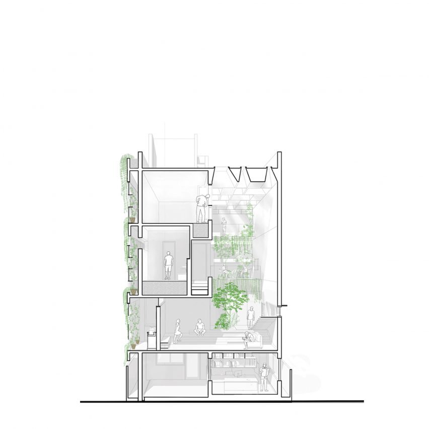 Section drawing of Ineffable Light in Bangalore, India by A Threshold