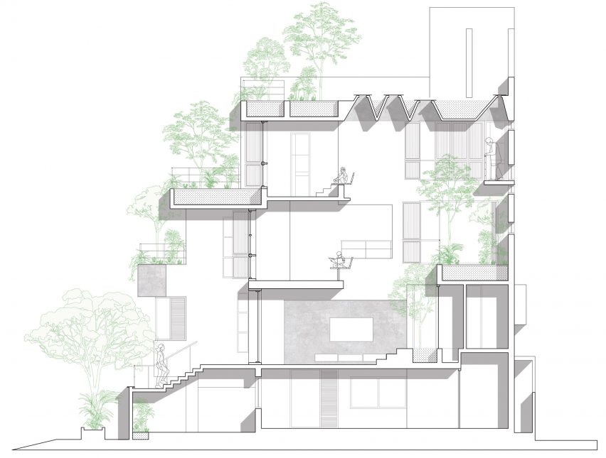 Section drawing of Ineffable Light in Bangalore, India by A Threshold