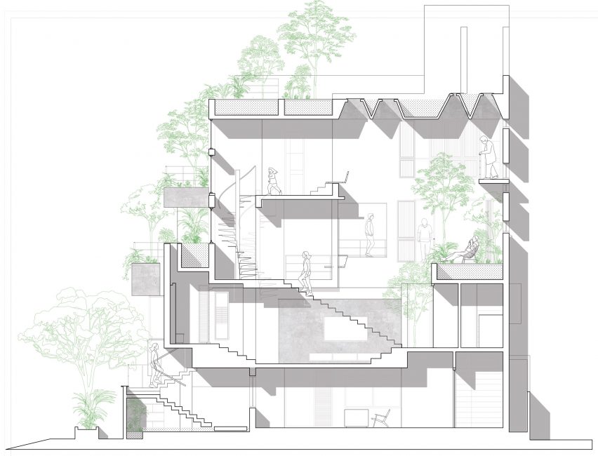 Section drawing of Ineffable Light in Bangalore, India by A Threshold