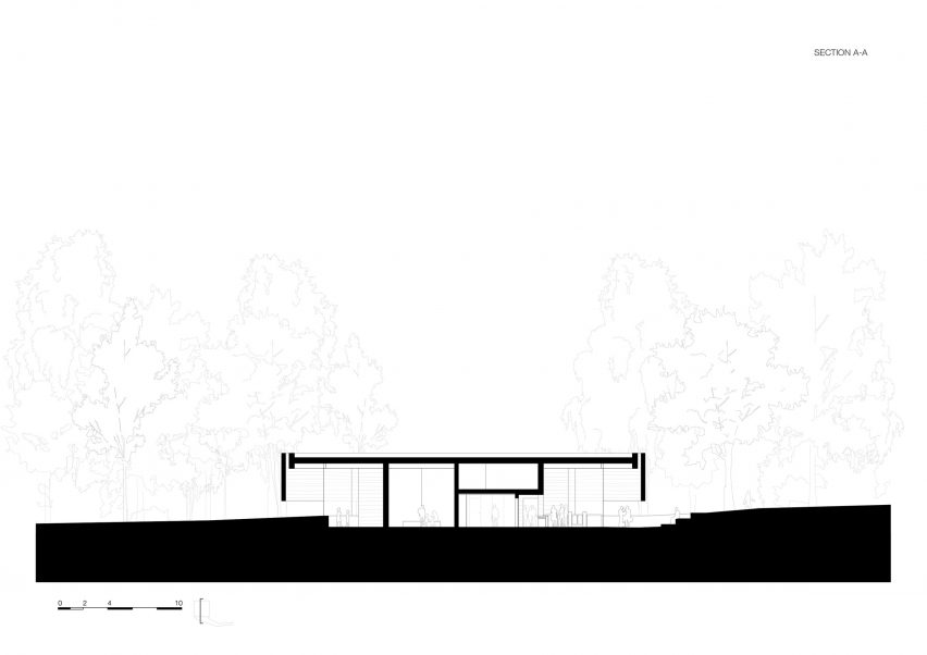 Section AA of visitor centre by Kaan Architecten
