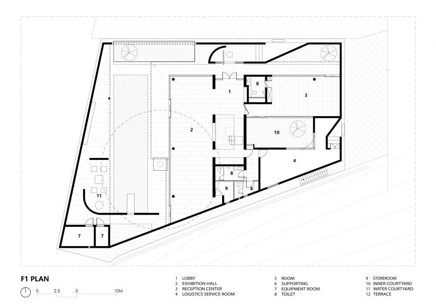 Ground floor plan of Red Box by Mix Architecture in Nanjing, China