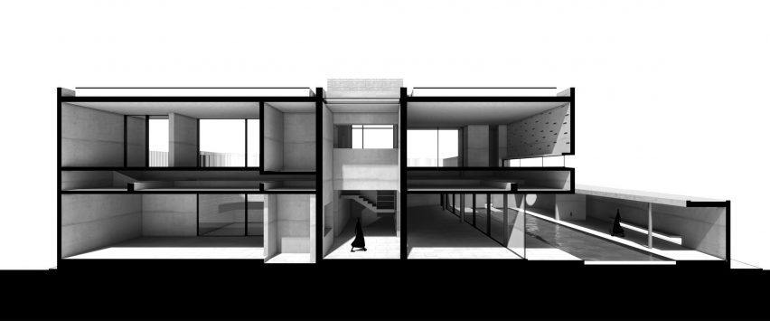 Section drawing of Red Box by Mix Architecture in Nanjing, China