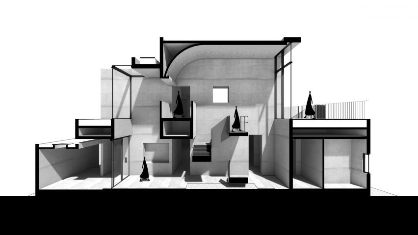 Section drawing of Red Box by Mix Architecture in Nanjing, China