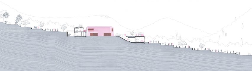 Section drawing of Domaine de la Rosa by Nem Architectes