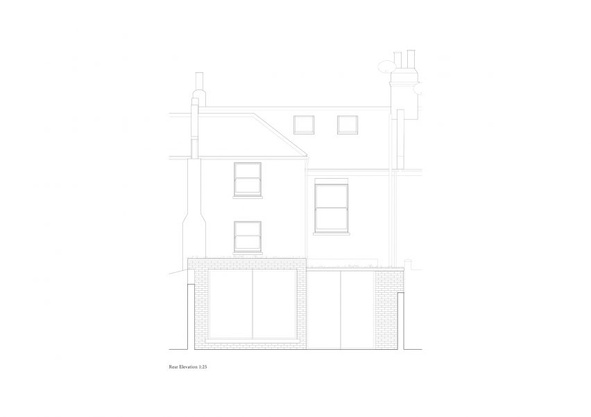 Rear elevation of London home extension by Oliver Leech Architects