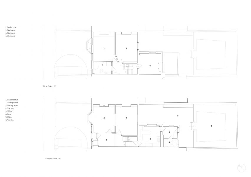New floor plan of London home extension by Oliver Leech Architects