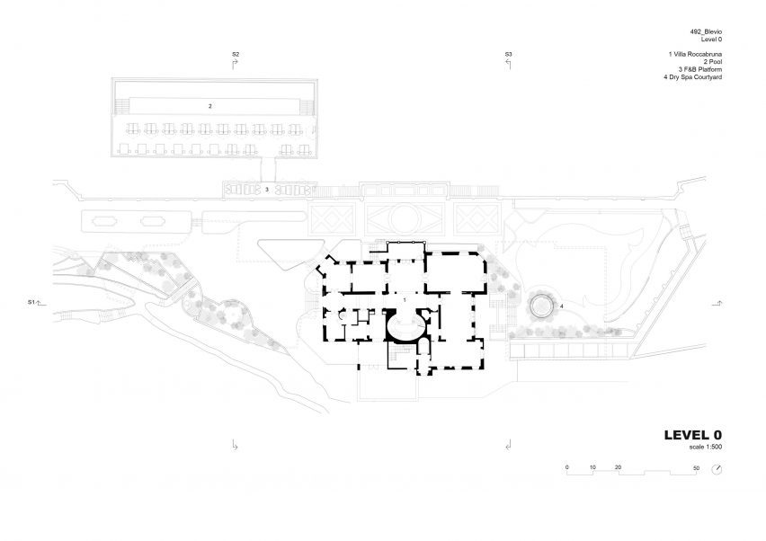 Ground floor plan of Infinity pool and spa at Lake Como, Italy, by Herzog & de Meuron