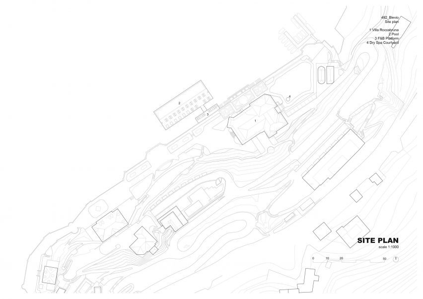 Site plan of Infinity pool and spa at Lake Como, Italy, by Herzog & de Meuron