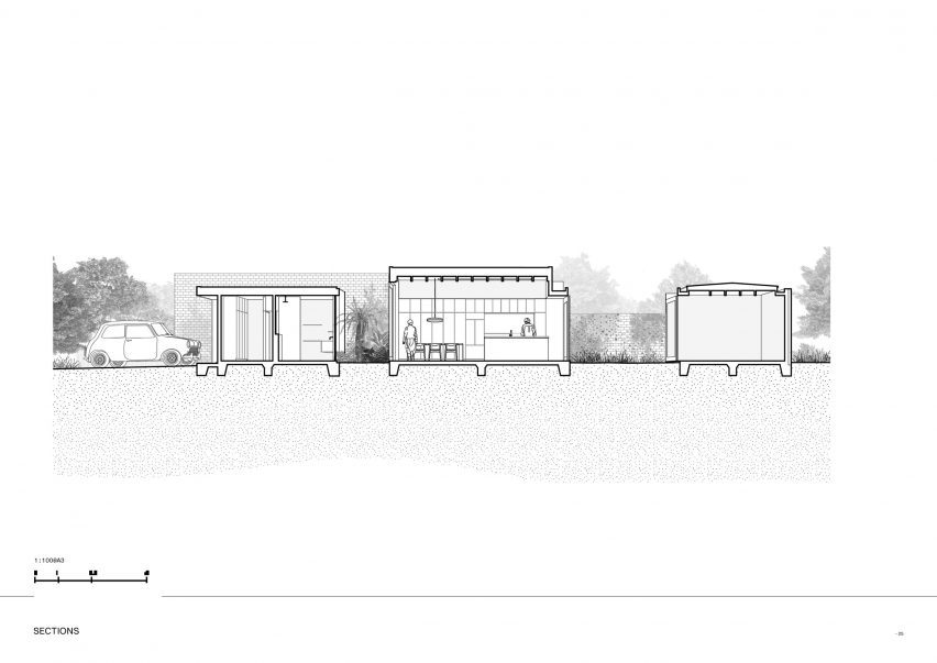 Section drawing of Quarry House in Melbourne by Winwood McKenzie