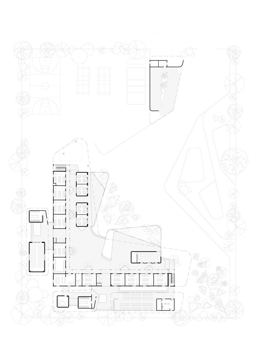Ground floor plan of Talaricheruvu Rural School in India by CollectiveProject
