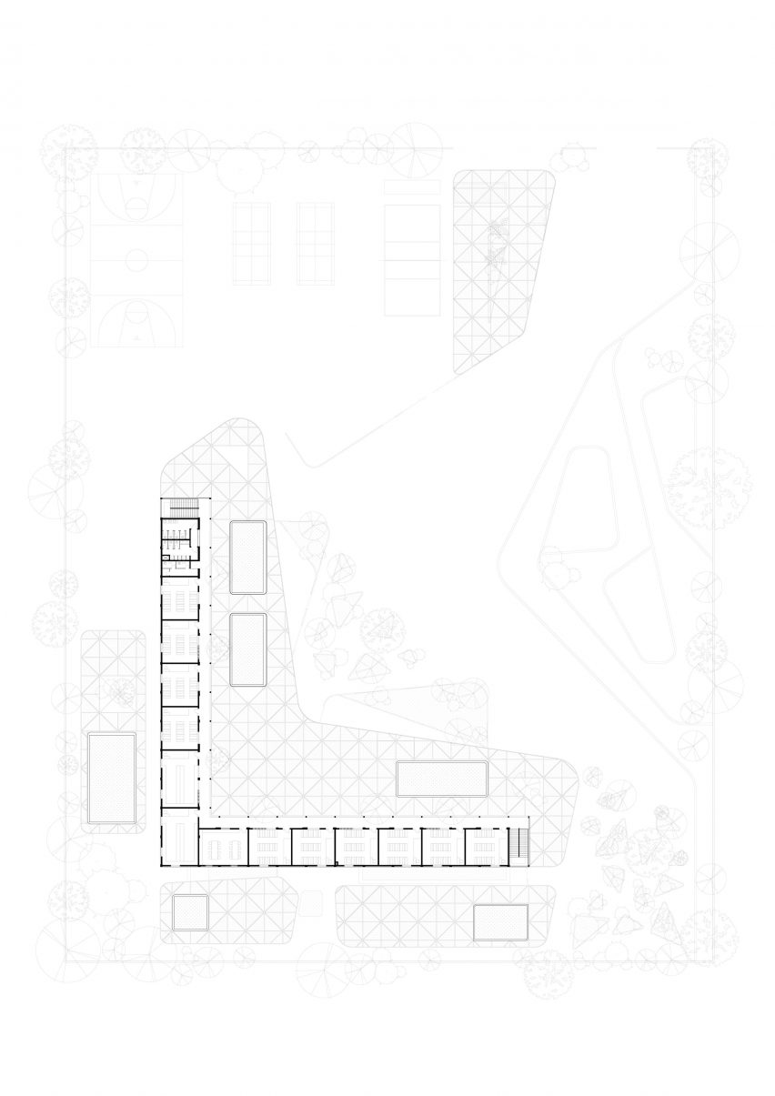 First floor plan of Talaricheruvu Rural School in India by CollectiveProject