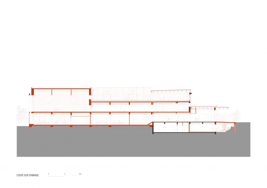 Section drawing of the Eugenie Brazier school by Vurpas Architectes