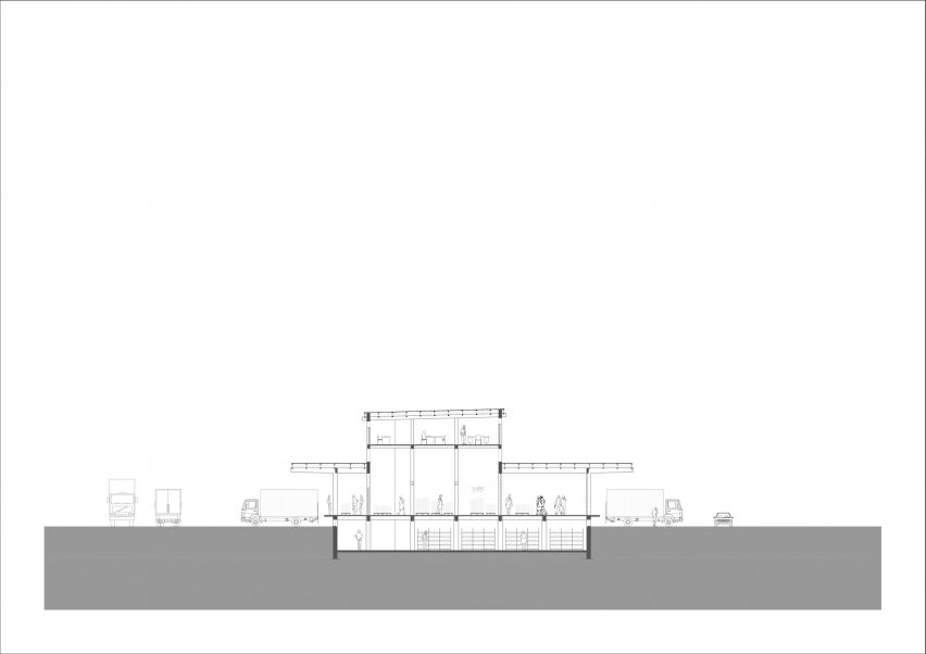 Section drawing of the Eugenie Brazier school by Vurpas Architectes