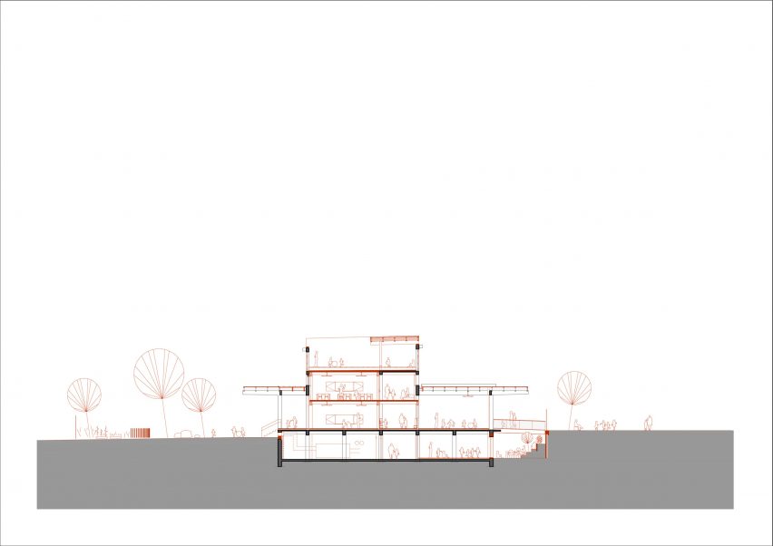 Section drawing of the Eugenie Brazier school by Vurpas Architectes