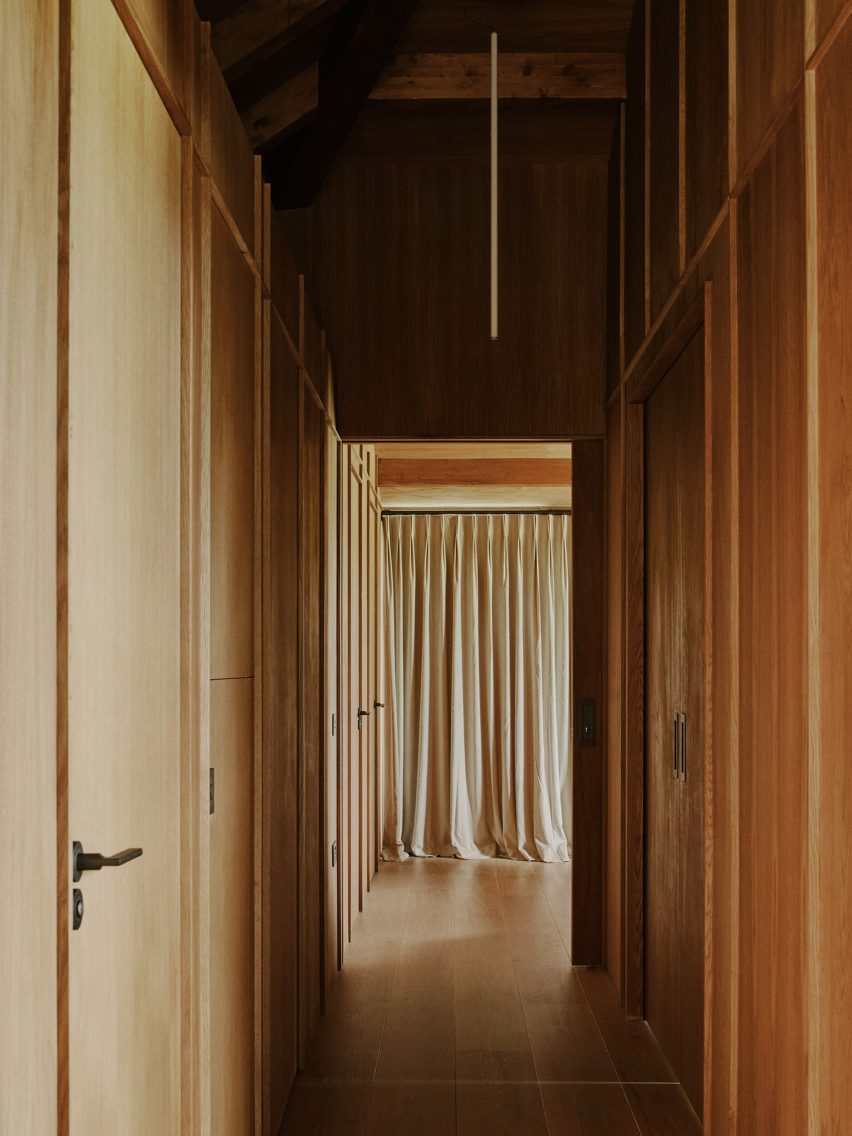 Wood-lined corridor