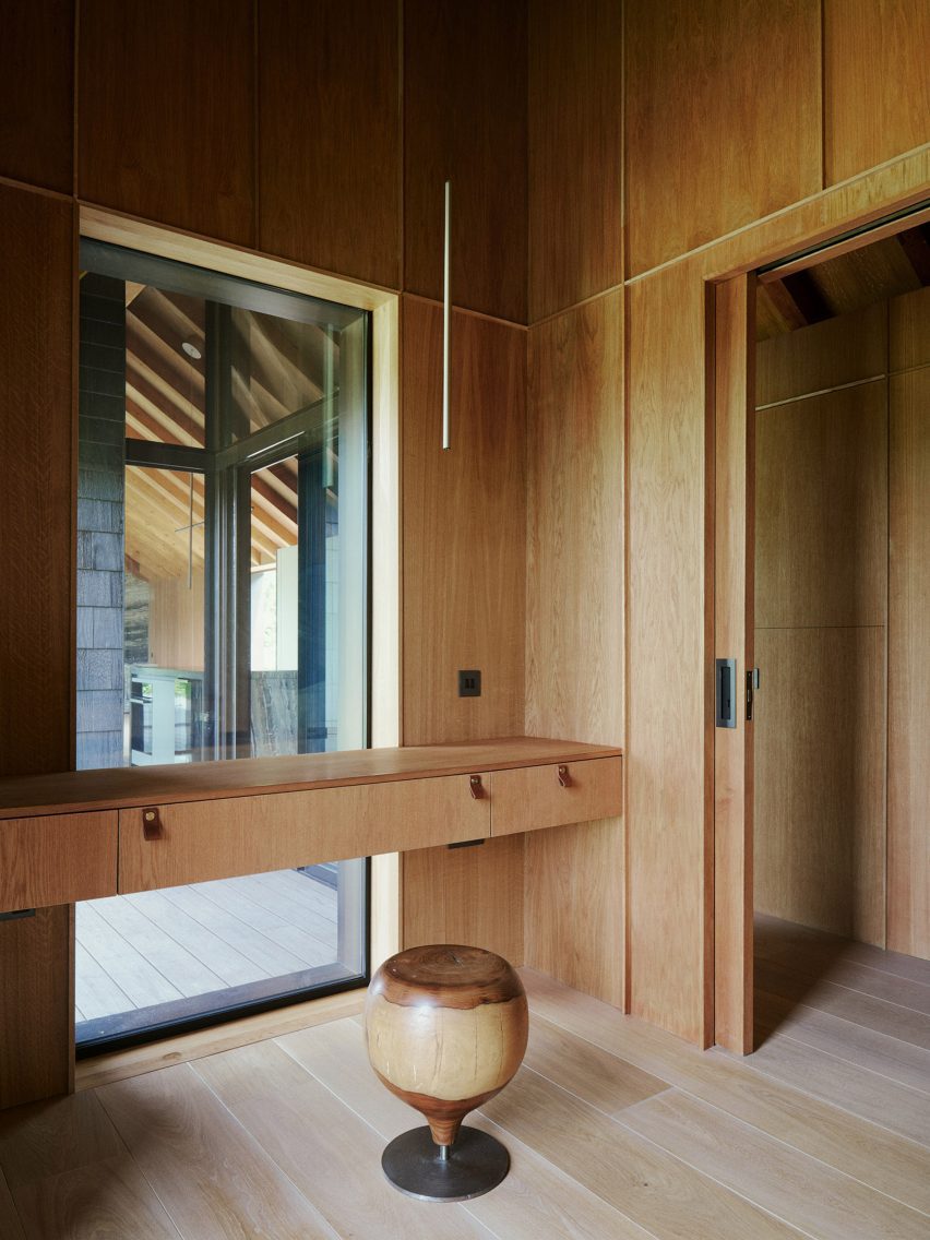 Wood-lined interior in a clubhouse
