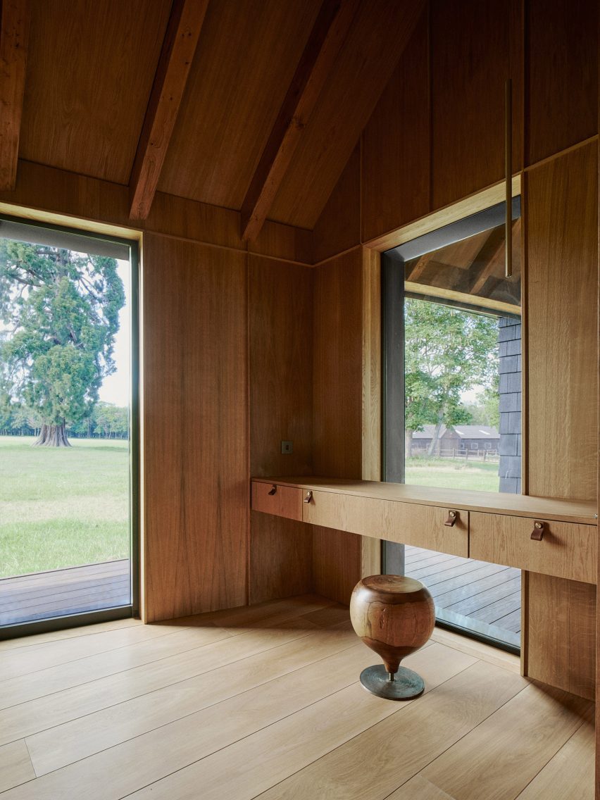 Wood-lined barn interior