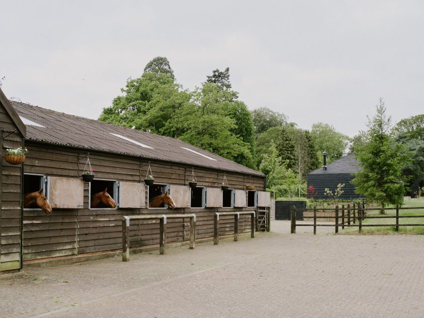 Horses stables in a polo field