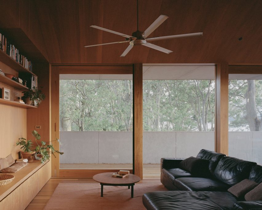 Wood-clad interior of Mossy Point in New South Wales