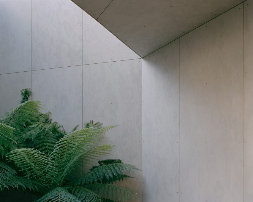 Cutout roof and outdoor dining area of Mossy Point in New South Wales