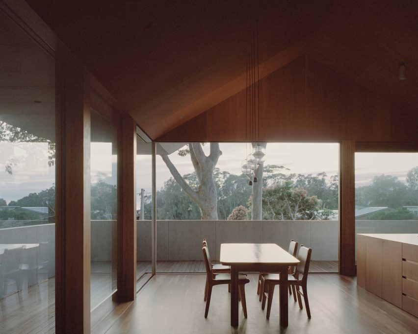 Wood-clad interior of Mossy Point in New South Wales