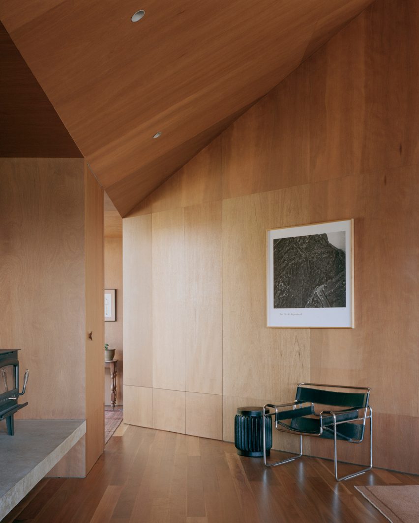 Wood-clad interior of Mossy Point in New South Wales