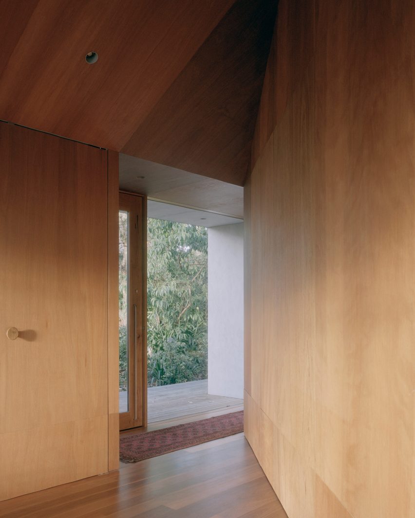 Wood-clad interior of Mossy Point in New South Wales