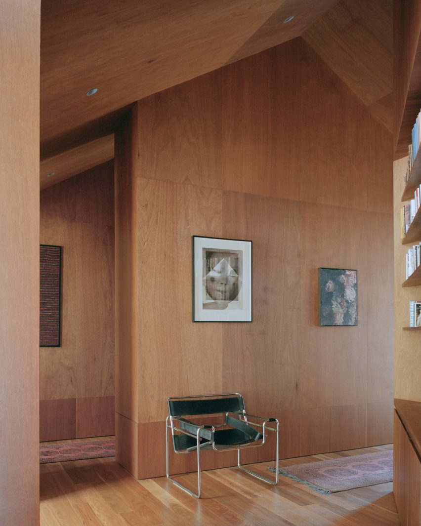 Wood-clad interior of Mossy Point in New South Wales