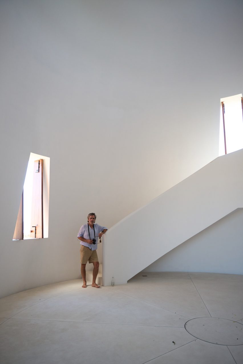 Gonzalo Lebrija inside lighthouse West Mexico