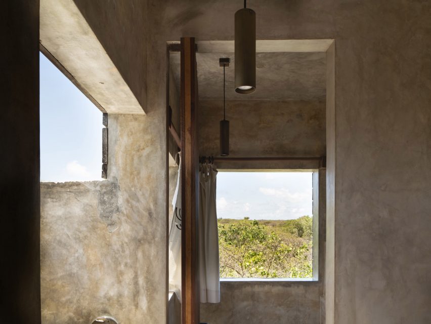 Bathroom with concrete walls