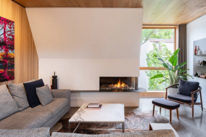 Living space with polished concrete floors