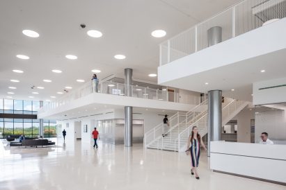 the white interior of building