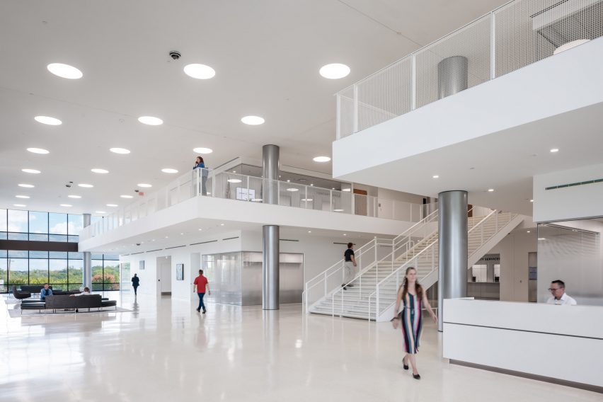 the white interior of building