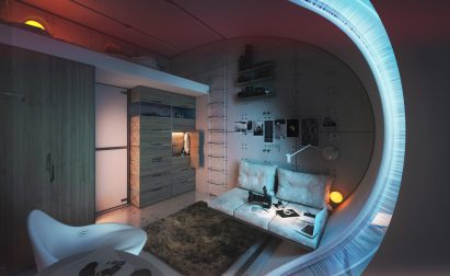 Interior of moon base by Hassell