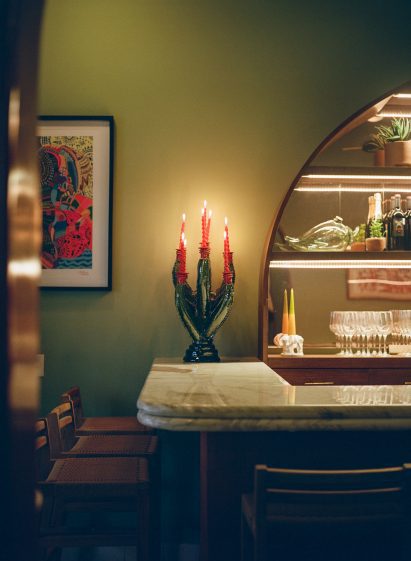 Chandelier on bar top 