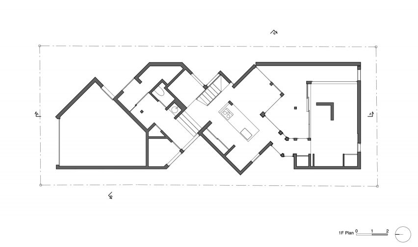 Floor plan of House in Fujiidera by FujiwaraMuro Architects