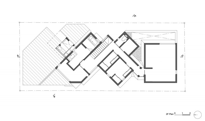 Floor plan of House in Fujiidera by FujiwaraMuro Architects