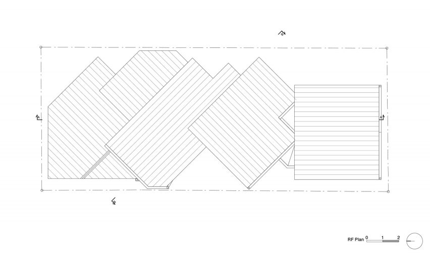 Roof plan of House in Fujiidera by FujiwaraMuro Architects