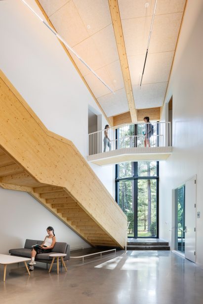 Wooden staircase at Gibbons hall