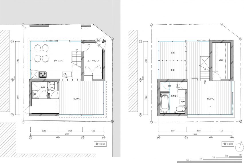 Floor plan of check patterned house in Japan by IGArchitects