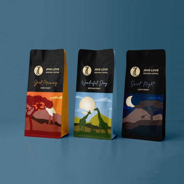 graphic designs on coffee bags