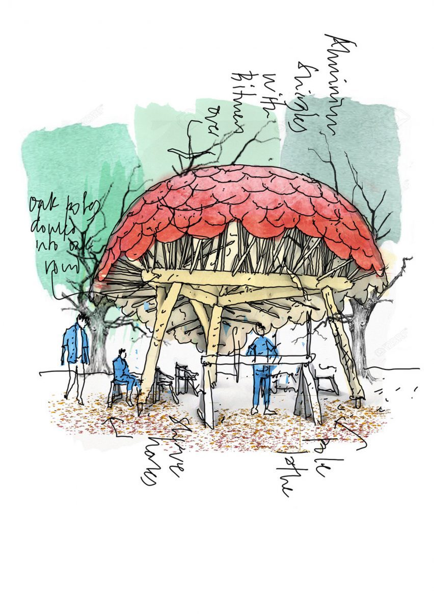 Woodworking shelter by Invisible Studio and Pearce+ in Gloucestershire