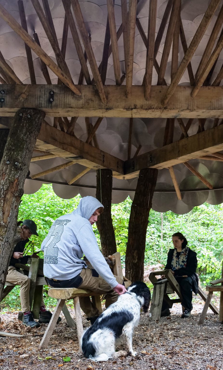 Woodworking shelter by Invisible Studio and Pearce+ in Gloucestershire