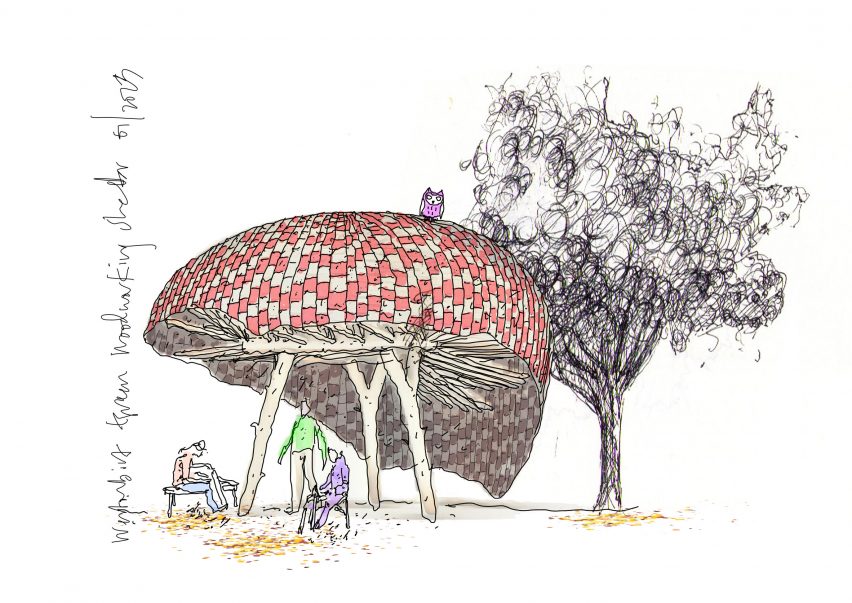 Woodworking shelter by Invisible Studio and Pearce+ in Gloucestershire