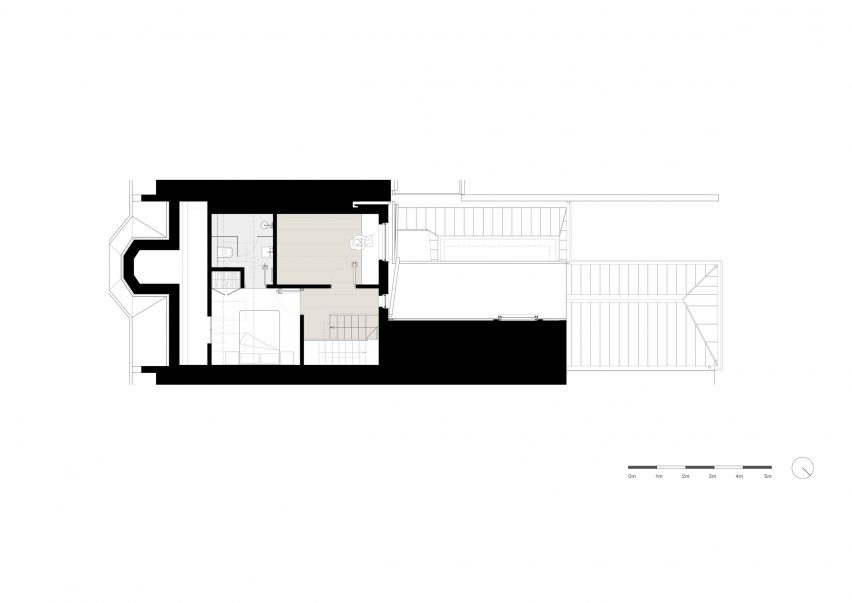 Loft plan of London house extension by Merrett Houmøller Architects and All & Nxthing