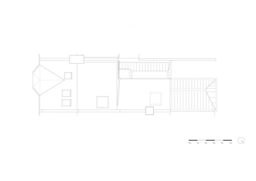 Roof plan of London house extension by Merrett Houmøller Architects and All & Nxthing
